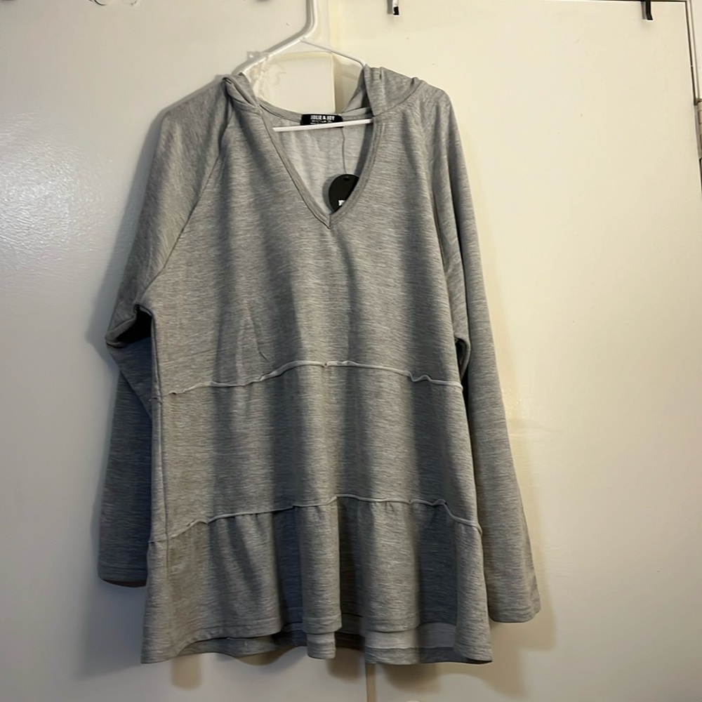 Gray shirt with hoodie
